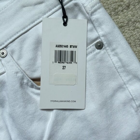 7 For All Mankind NWT Josefina Feminine Boyfriend Jeans in White Size 27 NEW - Picture 8 of 16